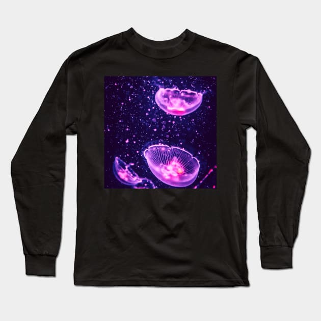 Pink Galaxy Luminescent Jellyfish Long Sleeve T-Shirt by Felicity-K